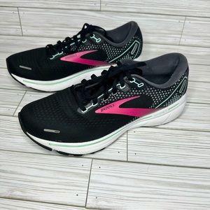 Brooks Ghost 14 Womens Running Shoes Sneakers Size 9.5 Black Pink Walking Gym
